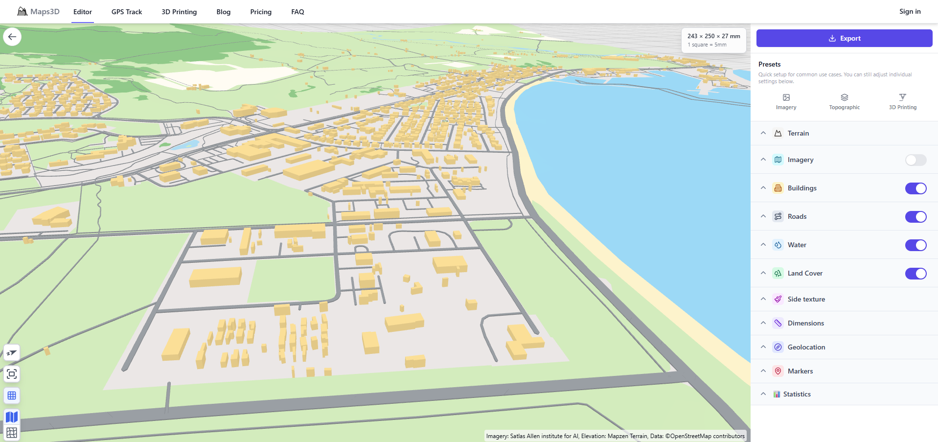 Þrívíddargerð í maps3d.io